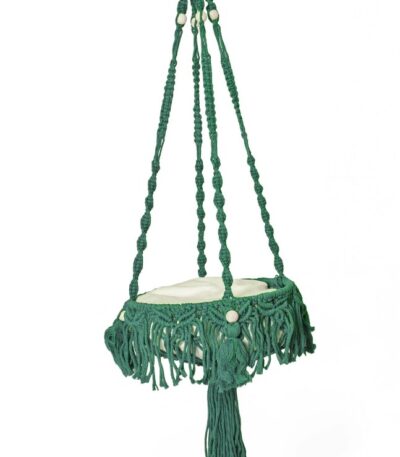 Handmade Green Cotton Macrame Pet Swing